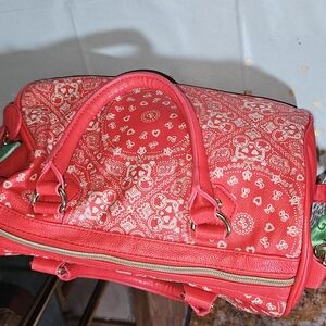 Source Unknown Red Travel Bag with Paisley Print